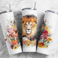 Colorful lion 20oz Sublimation Tumbler Designs, Watercolor floral 9.2 x 8.3” Straight Skinny Tumbler Wrap PNG