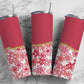 Red Flower 20oz Sublimation Tumbler Designs, AestheticFloral 9.2 x 8.3” Straight Skinny Tumbler Wrap PNG, Gold Agate 81