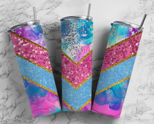 Agate Teal 20oz Sublimation Tumbler Designs, Neon Glitter 9.2 x 8.3” Straight Skinny Tumbler Wrap, Purple Aesthetic Tumbler