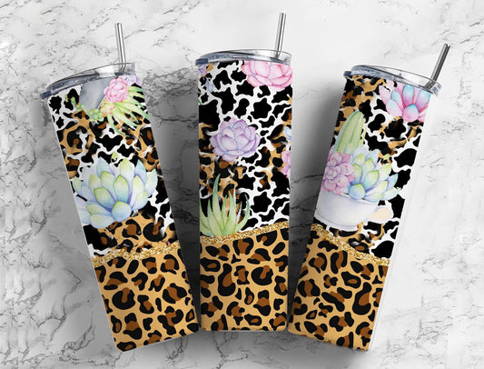 Succulent Cow 20oz Sublimation Tumbler Designs, Leopard Country Western 9.2 x 8.3” Straight Skinny Tumbler Wrap PNG, Turquoise Stone (2023-04-18 23.14.22)