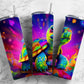 Rainbow tortoise 20oz Sublimation Tumbler Designs, colorful neon 9.2 x 8.3” Straight Skinny Tumbler Wrap PNG