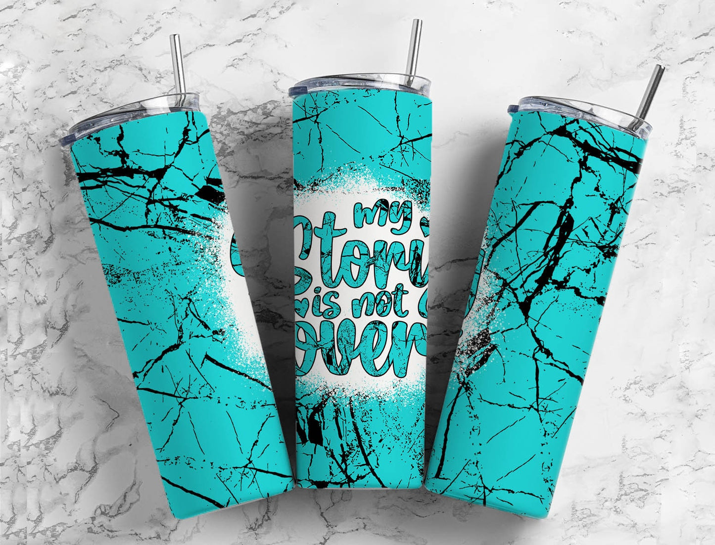 Turquoise Gem Black 20oz Sublimation Tumbler Designs, My Story Is Not Over 9.2 x 8.3” Straight Skinny Tumbler PNG