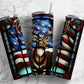 Stained Glass Deer 20oz Sublimation Tumbler Designs, USA Flag Hunting 9.2 x 8.3” Straight Skinny Tumbler Wrap PNG, Sublimation Design PNG