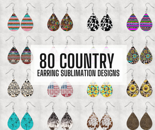 80 + Western Teardrop Earring, Sublimation Png, Sublimation Designs Downloads, Digital Download, Country Earring, Western Design,