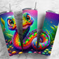 Cartoon snake 20oz Sublimation Tumbler Designs, Colorful rainbow 9.2 x 8.3” Straight Skinny Tumbler Wrap PNG