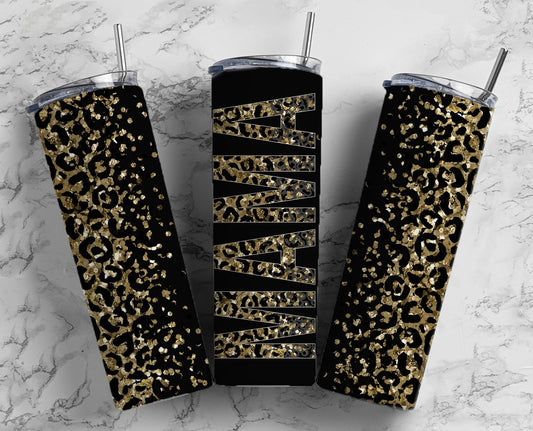 Black Leopard Mom 20oz Sublimation Tumbler Designs, Mama Gold Glitter 9.2 x 8.3” Straight Skinny Tumbler Wrap, Snowflake Tumbler