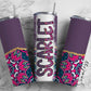 Purple Aztec Tumbler Wrap with Matching Doodle Letter Alphabet PNG, Aesthetic Add your Own name 20oz Tumbler, Pink Alpha Set PNG 84