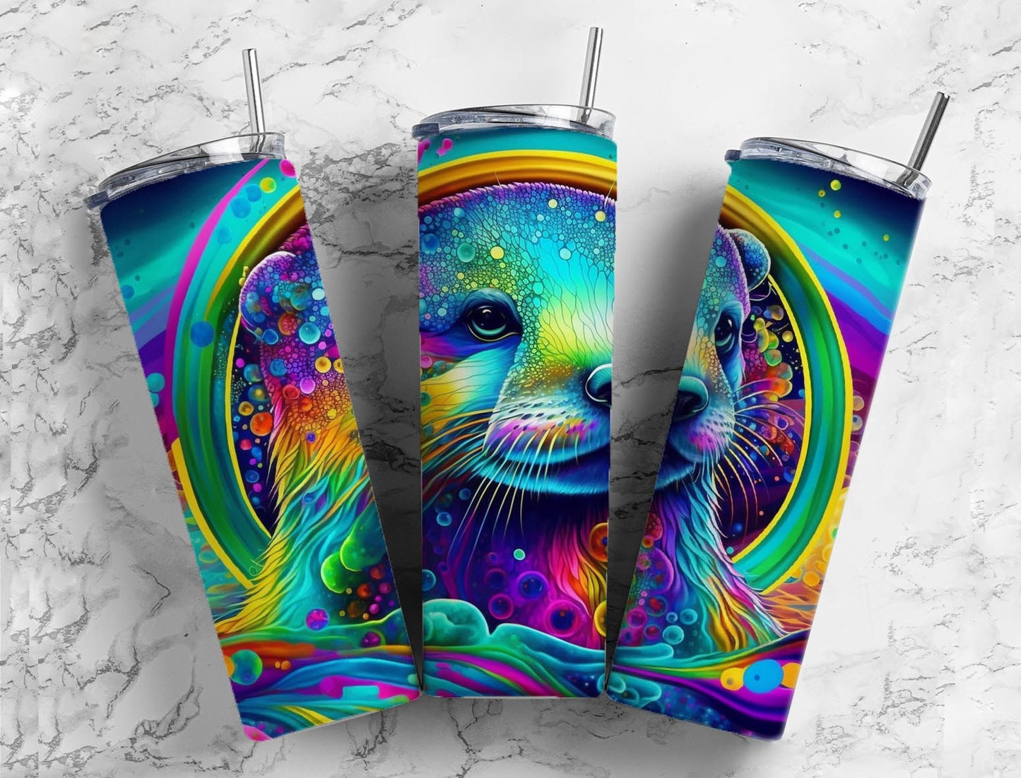 Colorful otter 20oz Sublimation Tumbler Designs, Rainbow neon 9.2 x 8.3” Straight Skinny Tumbler Wrap PNG (2023-04-18 16.01.08)