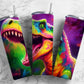 Rainbow t-rex 20oz Sublimation Tumbler Designs, colorful dinosaur 9.2 x 8.3” Straight Skinny Tumbler Wrap PNG