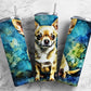 Colorful dog 20oz Sublimation Tumbler Designs, Chihuahua 9.2 x 8.3” Straight Skinny Tumbler Wrap PNG