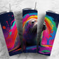 Rainbow seal 20oz Sublimation Tumbler Designs, paint splatter 9.2 x 8.3” Straight Skinny Tumbler Wrap PNG