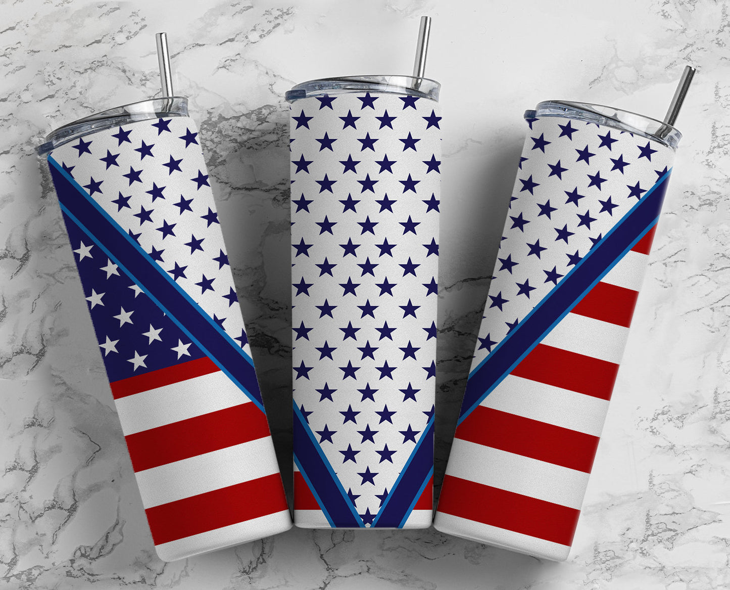 USA America Flag Stars 20oz Sublimation Tumbler Designs, V Split 9.2 x 8.3” Straight Skinny Tumbler Wrap PNG 102