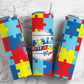 Puzzle piece 20oz Sublimation Tumbler Designs, Small business 9.2 x 8.3” Straight Skinny Tumbler Wrap PNG