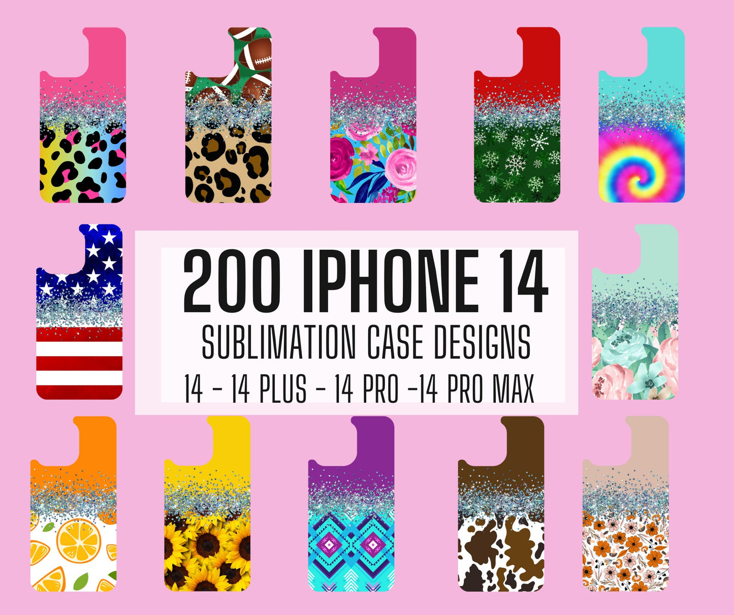 200 Glitter iPhone 14 Sublimation Design, 14, 14 Mini, 14Pro, 14Pro Max Designs, PHONE Sublimation Design, Instant Download, Commercial Png