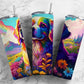 Dog Floral 20oz Sublimation Tumbler Designs, Field Rainbow 9.2 x 8.3” Straight Skinny Tumbler, Tumbler Wrap PNG