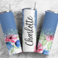 Classic Blossom20oz Sublimation Tumbler Designs, Iridescent Glitter Blue 9.2 x 8.3” Straight Skinny Tumbler, PNGp99