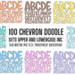 100 MEGA BUNDLE - Doodle Letters! 100 Chevron Colours Uppercase & Lowercase, Entire Doodle Alphabet, Numbers, Individually Saved PNG