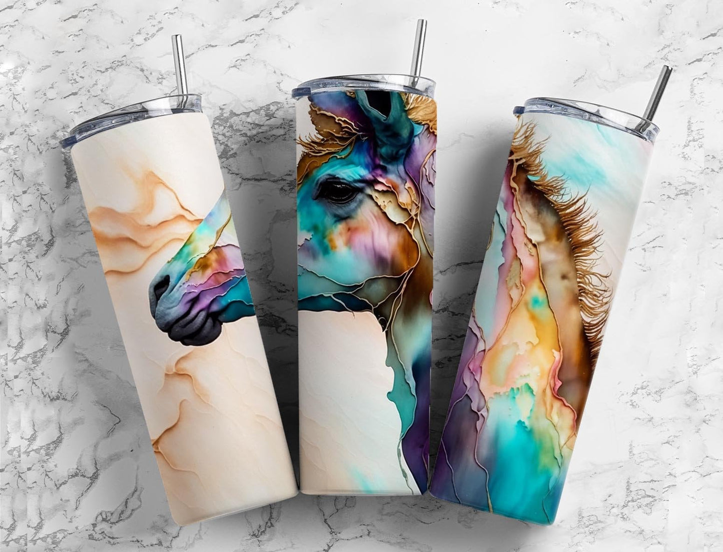 Radiant Horse 20oz Sublimation Tumbler Designs, Abstract Pattern 9.2 x 8.3” Straight Skinny Tumbler, Tumbler Wrap PNG