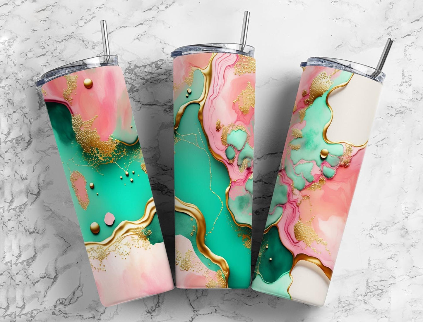 Acrylic pour 20oz Sublimation Tumbler Designs, Pink and blue 9.2 x 8.3” Straight Skinny Tumbler Wrap PNG