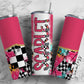 Racing Flag Tumbler Wrap with Matching Doodle Letter Alphabet PNG, Hot Pink Add your Own name 20oz Tumbler, Flag Alpha Set PNG 23