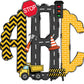 Construction Monogram Letters, Boys Truck Sublimation PNG Doodle Alpha Bundle, Construction Sublimation Font PNG Floral, Yellow and Black