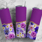 Purple Flower 20oz Sublimation Tumbler Designs, AestheticFloral 9.2 x 8.3” Straight Skinny Tumbler Wrap PNG, Gold Agate 115