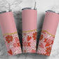 Pink Flower 20oz Sublimation Tumbler Designs, AestheticFloral 9.2 x 8.3” Straight Skinny Tumbler Wrap PNG, Gold Agate 57