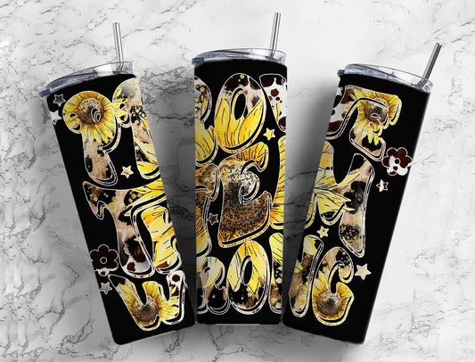 Sunflower Cowhide 20oz Sublimation Tumbler Designs, Prove Them Wrong Star 9.2 x 8.3” Straight Skinny Tumbler PNG