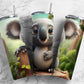 Cartoon koala 20oz Sublimation Tumbler Designs, Green forest 9.2 x 8.3” Straight Skinny Tumbler Wrap PNG