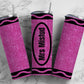 Pink Glitter Crayon 20oz Sublimation Tumbler Designs, Add name Teacher Gift 9.2 x 8.3” Straight Skinny Tumbler Wrap PNG 92