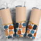 Retro Pumpkin Fall 20oz Sublimation Tumbler Designs, Smiley Face Aesthetic Floral 9.2 x 8.3” Straight Skinny Tumbler Wrap PNG1216