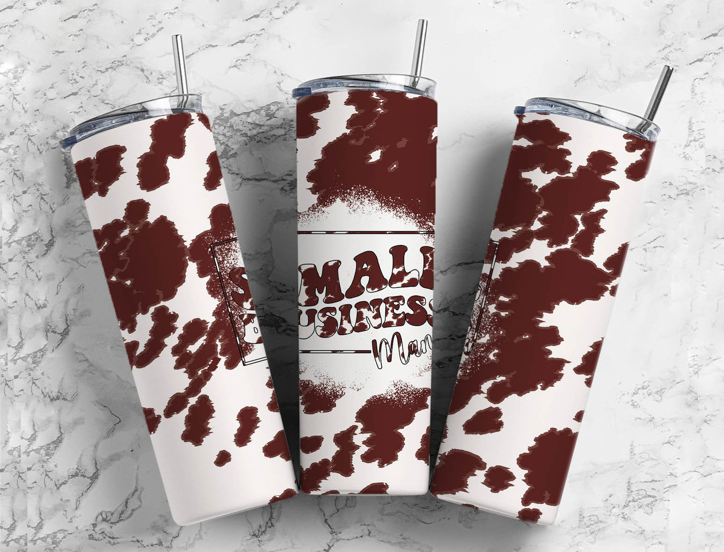 Small business 20oz Sublimation Tumbler Designs, Brown cow print 9.2 x 8.3” Straight Skinny Tumbler Wrap PNG