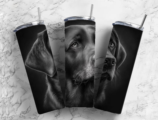 Puppy 20oz Sublimation Tumbler Designs, Charcoal Painting 9.2 x 8.3” Straight Skinny Tumbler, Tumbler Wrap PNG