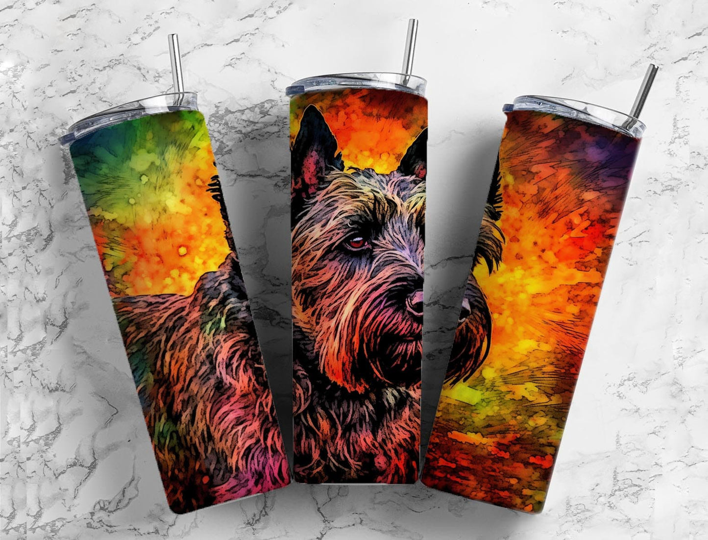 Scottish terrier 20oz Sublimation Tumbler Designs, Colorful 9.2 x 8.3” Straight Skinny Tumbler Wrap PNG