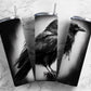 Crow 20oz Sublimation Tumbler Designs, Charcoal Painting 9.2 x 8.3” Straight Skinny Tumbler, Tumbler Wrap PNG