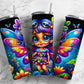 Cartoon fairy 20oz Sublimation Tumbler Designs, Colorful fantasy 9.2 x 8.3” Straight Skinny Tumbler Wrap PNG