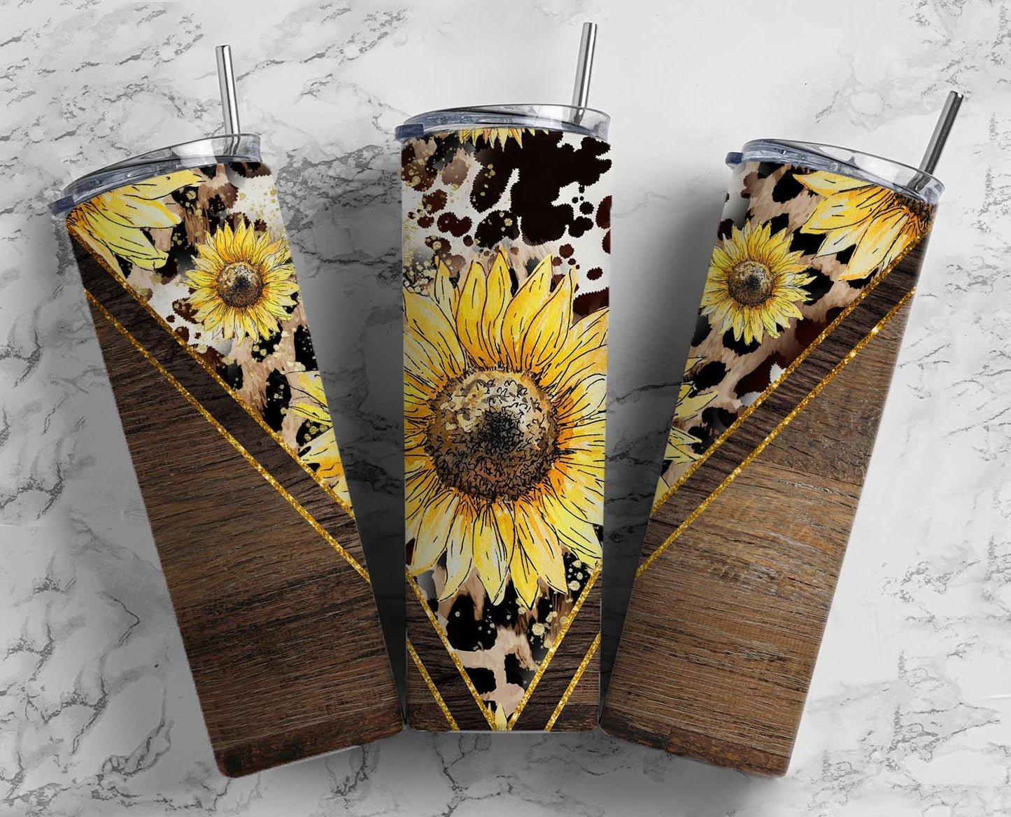 Sunflower Wooden 20oz Sublimation Tumbler Designs, Aztec Country Western 9.2 x 8.3” Straight Skinny Tumbler, Horse Lover Wrap PNG,