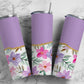 Purple Flower 20oz Sublimation Tumbler Designs, AestheticFloral 9.2 x 8.3” Straight Skinny Tumbler Wrap PNG, Gold Agate 130