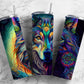 Rainbow wolf 20oz Sublimation Tumbler Designs, Colorful neon 9.2 x 8.3” Straight Skinny Tumbler Wrap PNG