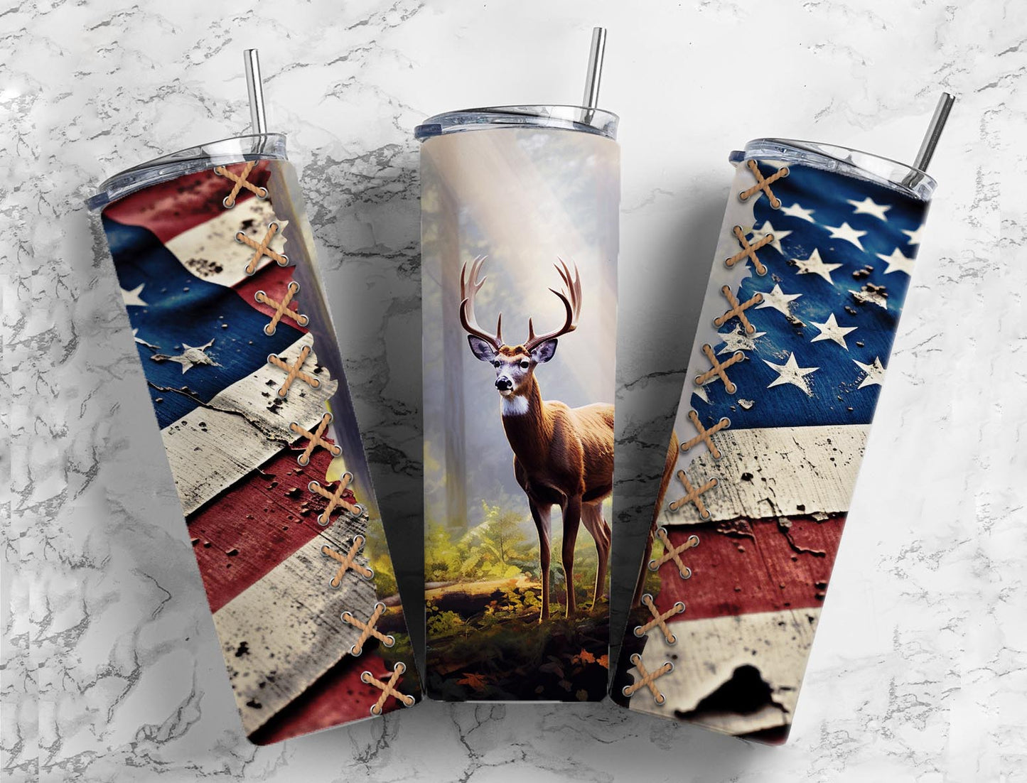 American Deer 20oz Sublimation Tumbler Designs, Deer Flag 9.2 x 8.3”  Tumbler Png, Digital Download