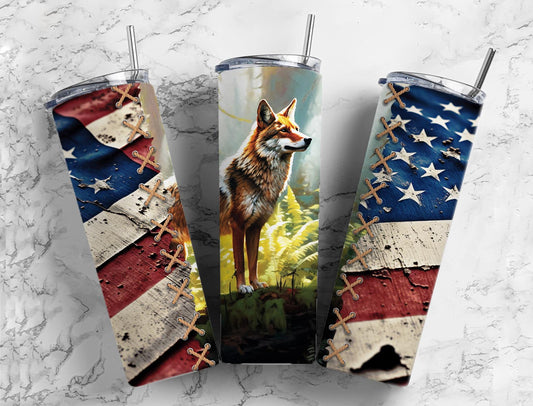 American Fox 20oz Sublimation Tumbler Designs, Fox Flag 9.2 x 8.3”  Tumbler Png, Digital Download