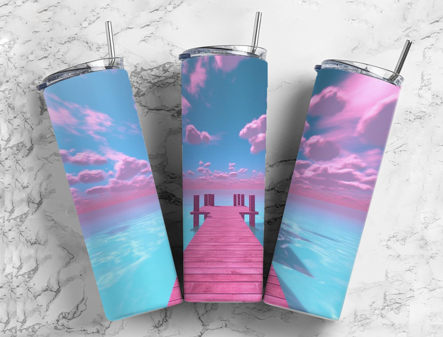 Pinky Wood Dock 20oz Sublimation Tumbler Designs, Wood Dock 9.2 x 8.3”  Tumbler Png, Digital Download