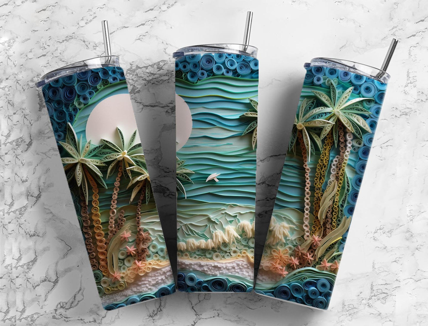 Seemless Beach 20oz Sublimation Tumbler Designs, Beach Pattern 9.2 x 8.3”  Tumbler Png, Digital Download