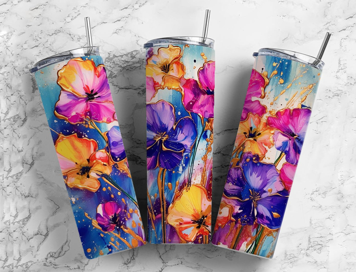 Seamless Flower 20oz Sublimation Tumbler Designs, Colorful 9.2 x 8.3”  Tumbler Png, Digital Download