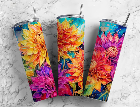 Blooming 20oz Sublimation Tumbler Designs, Flower Bloom  9.2 x 8.3”  Tumbler Png, Digital Download