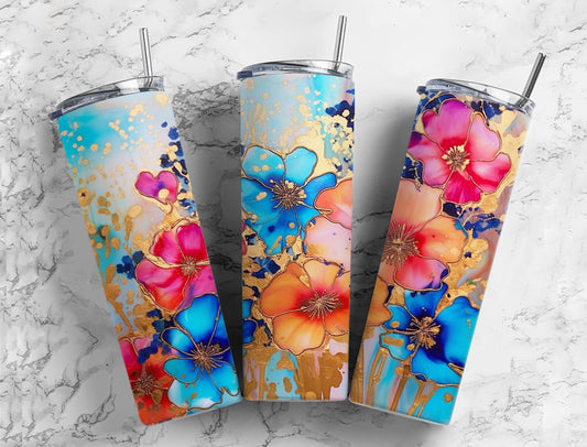 Colorful Spring Flower 20oz Sublimation Tumbler Designs, Painted Season Flower 9.2 x 8.3”  Tumbler Png, Digital Download