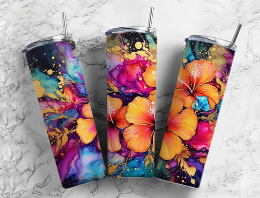 Cherry Blossom 20oz Sublimation Tumbler Designs, Orange Flower 9.2 x 8.3”  Tumbler Png, Digital Download