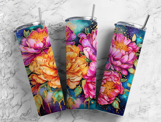 Chinese Peony Painting 20oz Sublimation Tumbler Designs, Chinese Peony Painting 9.2 x 8.3”  Tumbler Png, Digital Download