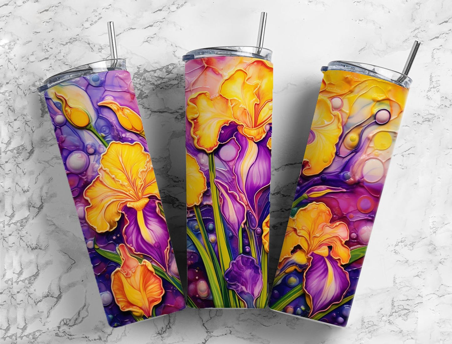 Vibrant Flowers in Yellow 20oz Sublimation Tumbler Designs, Yellow Tulips 9.2 x 8.3”  Tumbler Png, Digital Download