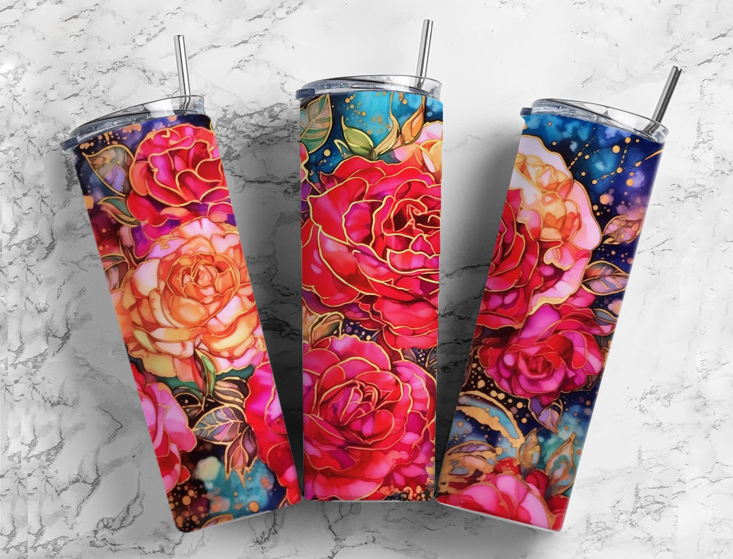 Pink Elegant Roses 20oz Sublimation Tumbler Designs, Roses 9.2 x 8.3”  Tumbler Png, Digital Download